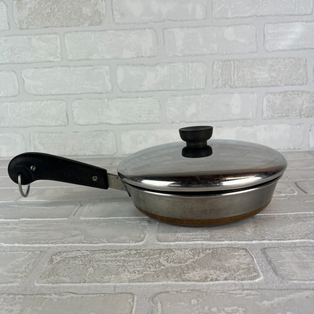 Vintage Revere Ware 1801 Copper Clad 8" Skillet Fry Pan With Lid 2272609 2363973